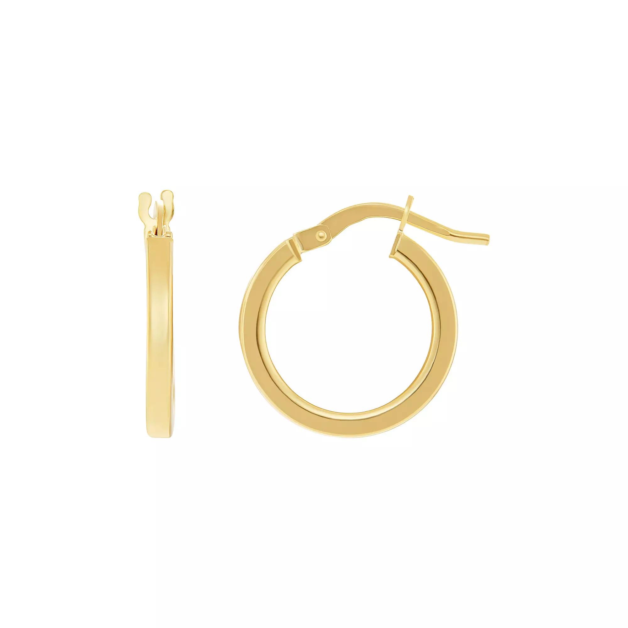 PRIMROSE 14k Gold Flat Polished Hoop Earrings, Women's, 14k Yellow Gold Product Image