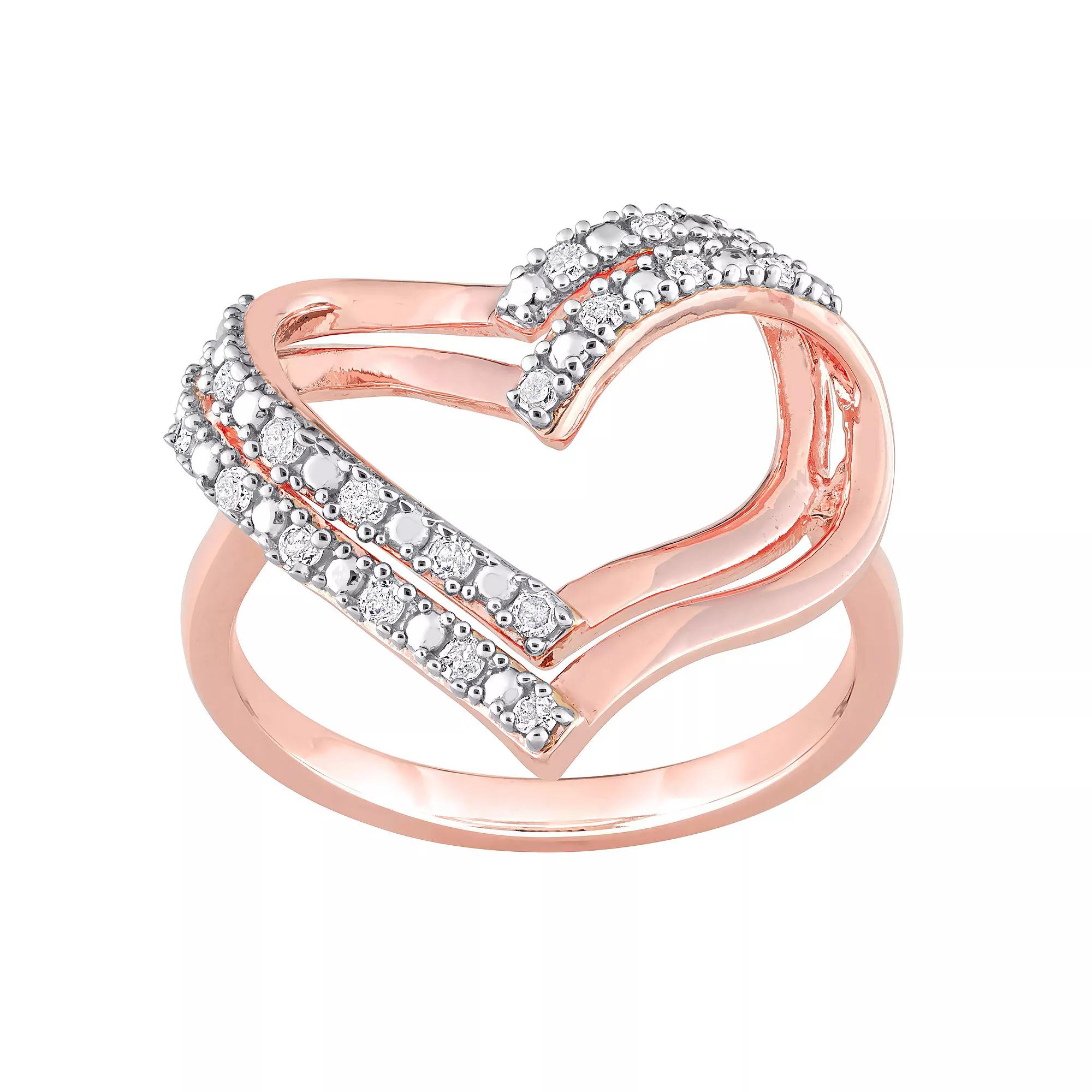 Stella Grace Sterling Silver 1/5 Carat T.W. Diamond Heart Ring, Women's,  Product Image