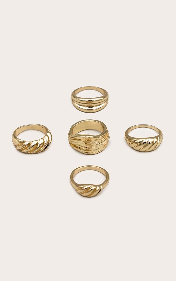 Gold Croissant Detail 5 Pack Ring Set Product Image