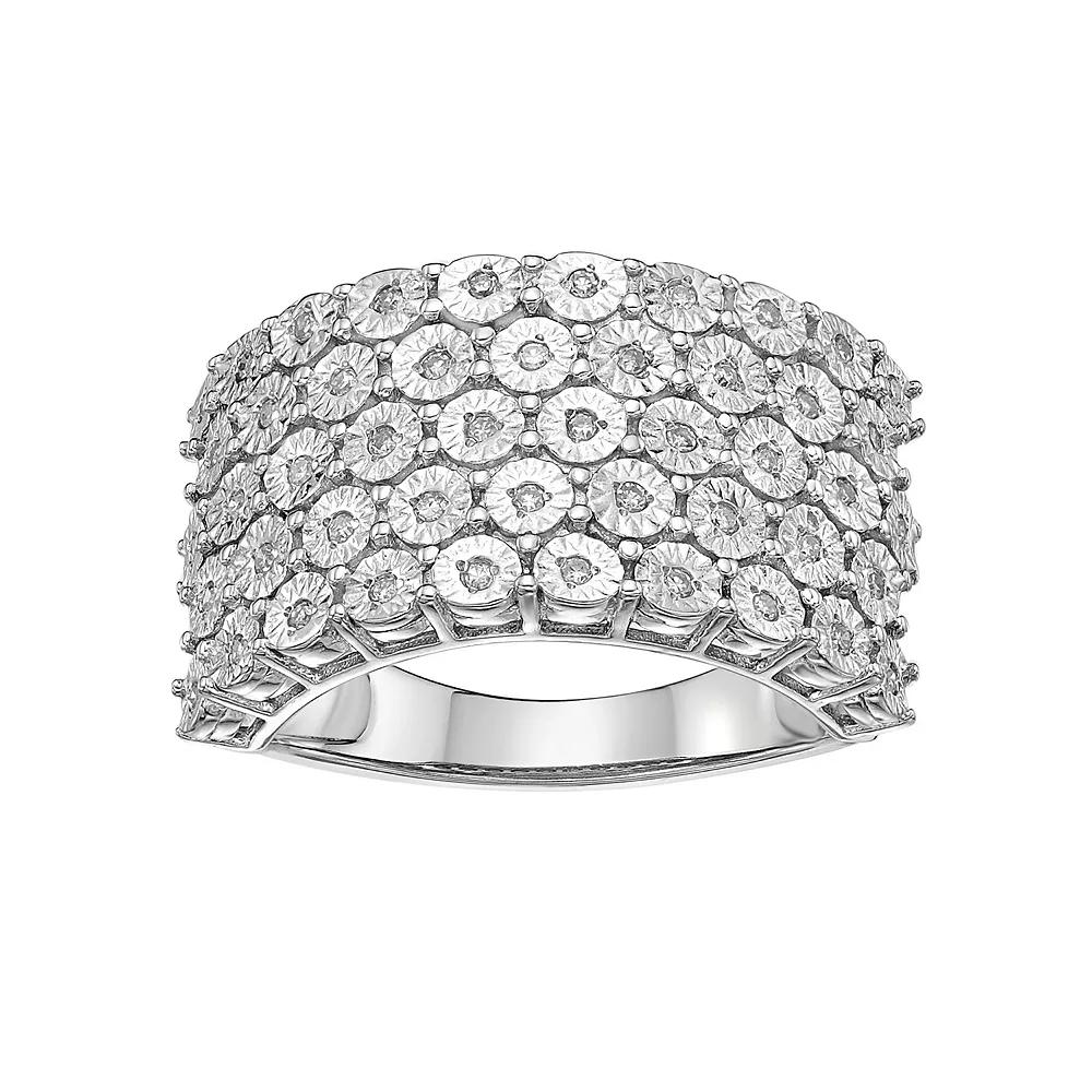 Gemminded Sterling Silver 1/5 Carat T.W. Diamond 5 Row Ring, Women's, Size: 6 Product Image