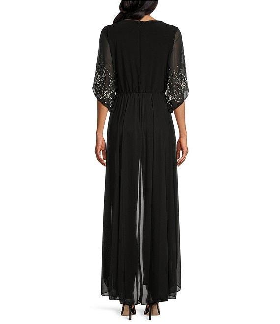 Marina Beaded 3/4 Sleeve Crew Neck Flyaway Jumpsuit Product Image