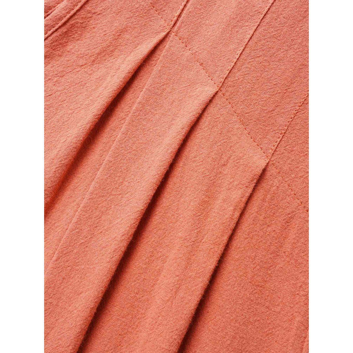 Plus Size Rust Solid Pleated Detail Pocket Knotted Shoulder Overall Jumpsuit Women Casual Sleeveless Non Everyday Loose Jumpsuits BloomChic 14-16/1X Product Image