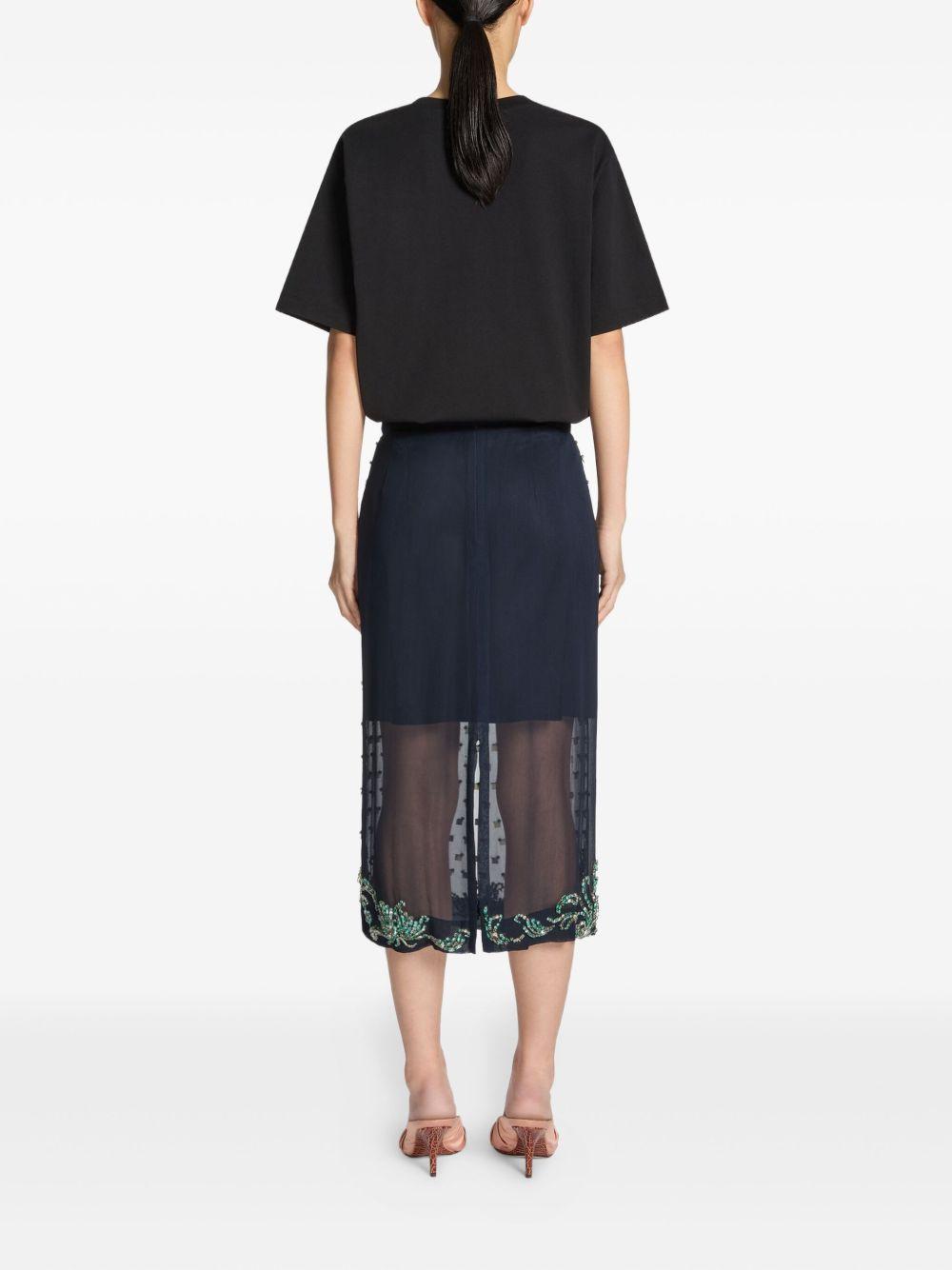 rhinestone-embellished sheer-panel skirt Product Image