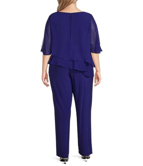 Ignite Evenings Plus Size Scoop Neck Double Tier Overlay Jumpsuit Product Image