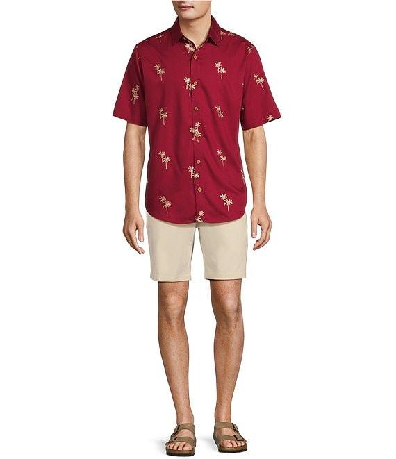 Caribbean Allover Palm Valley Embroidery Short Sleeve Woven Shirt Product Image