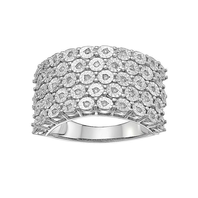 Gemminded Sterling Silver 1/5 Carat T.W. Diamond 5 Row Ring, Women's, Size: 6 Product Image