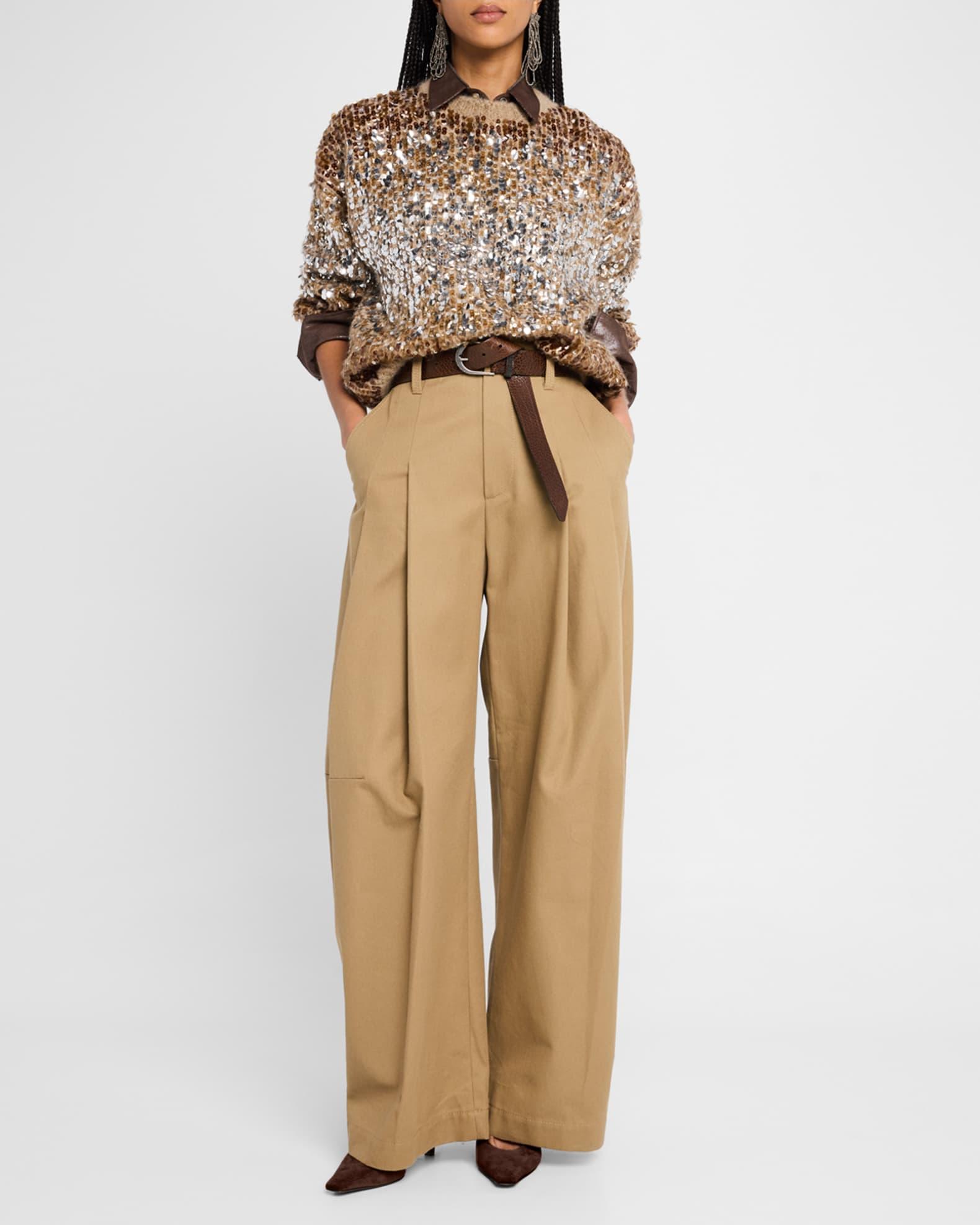 Barrel Pleated Cotton Twill Pants Product Image