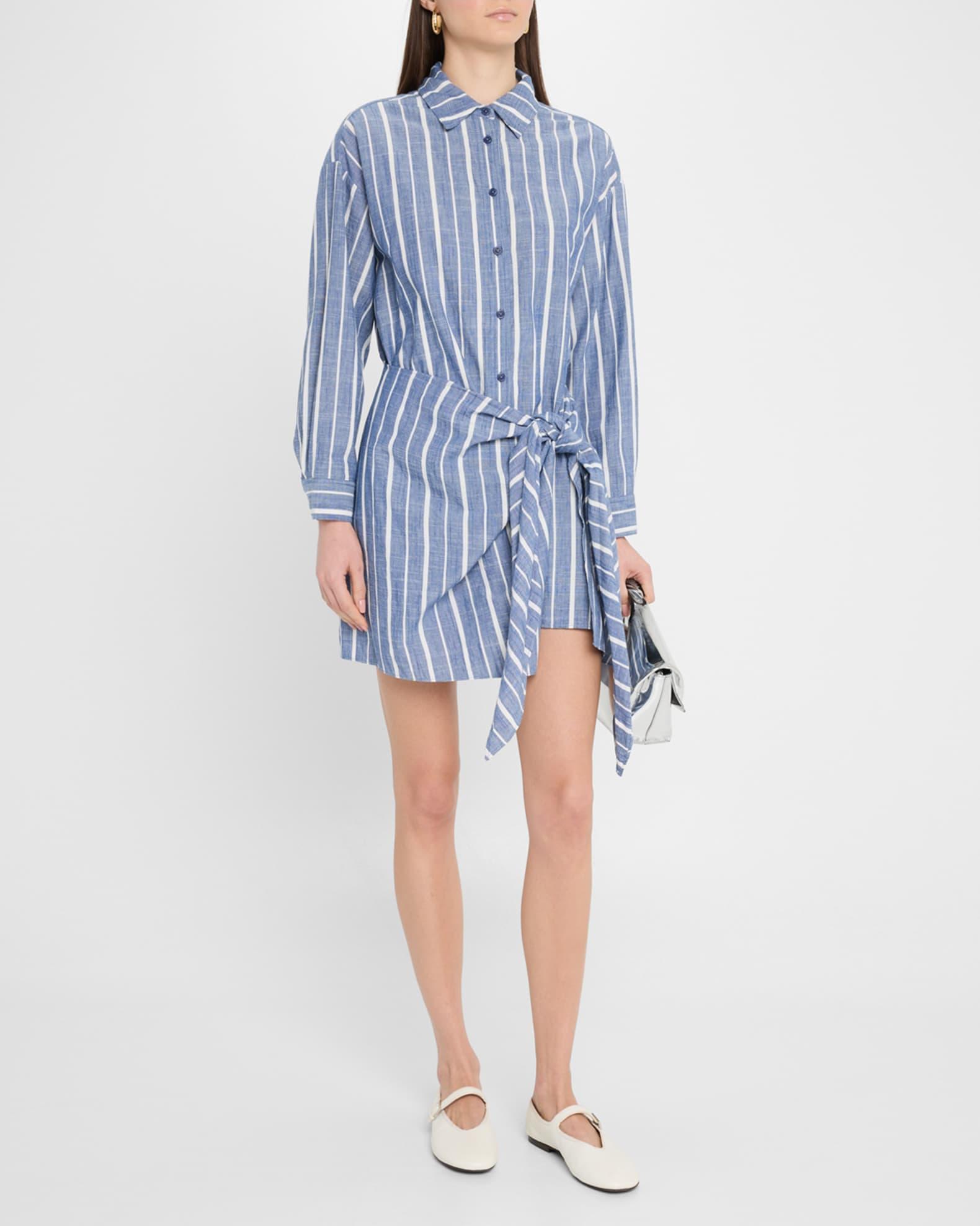 Alessandra Striped Chambray Mini Shirtdress Product Image