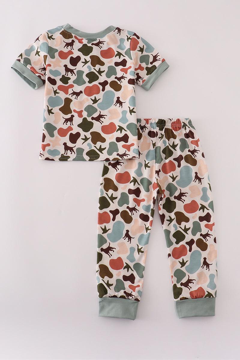 Green hunting print pants set Product Image