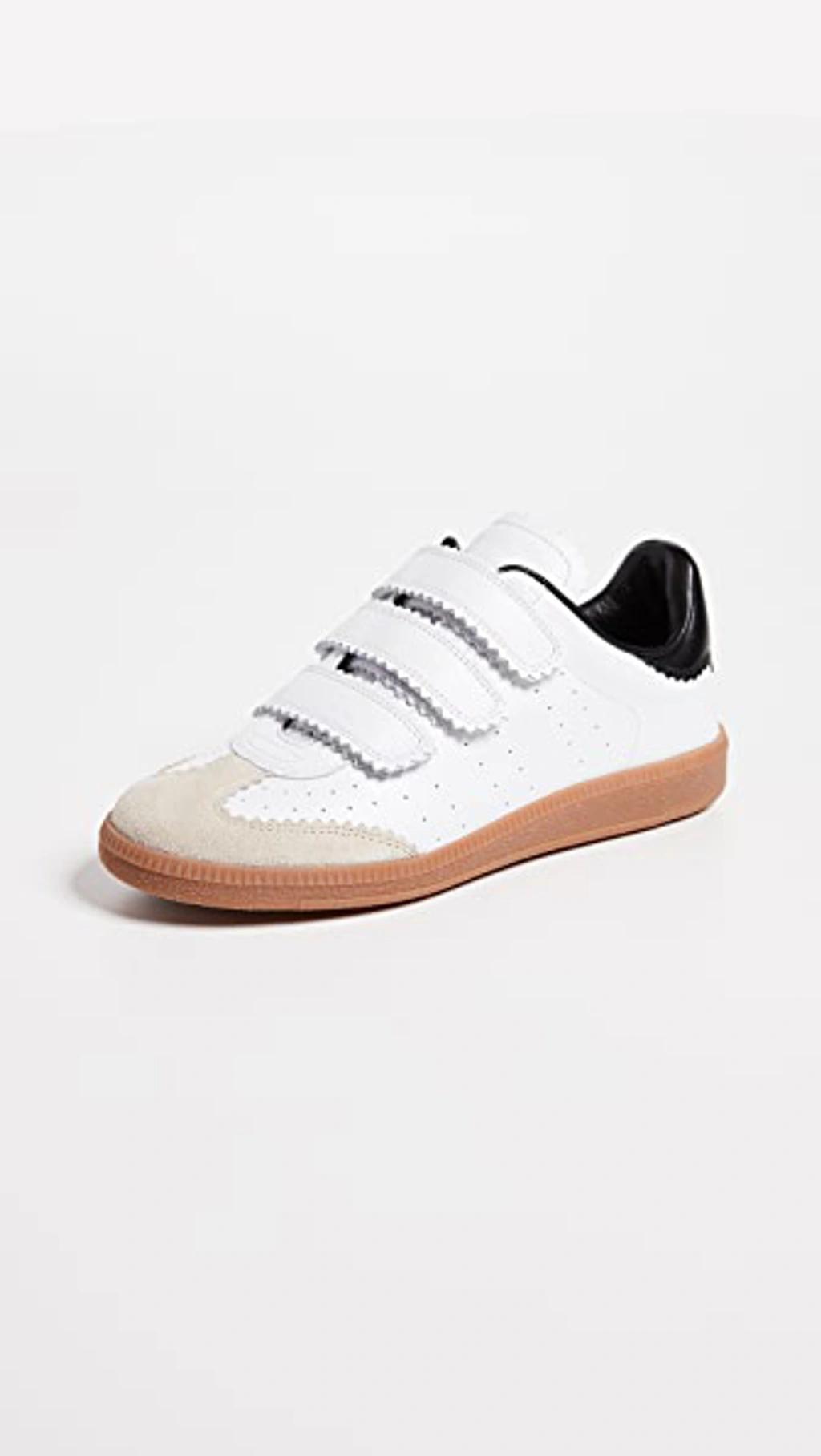 ISABEL MARANT Beth Suede-trimmed Leather Sneakers In White Product Image