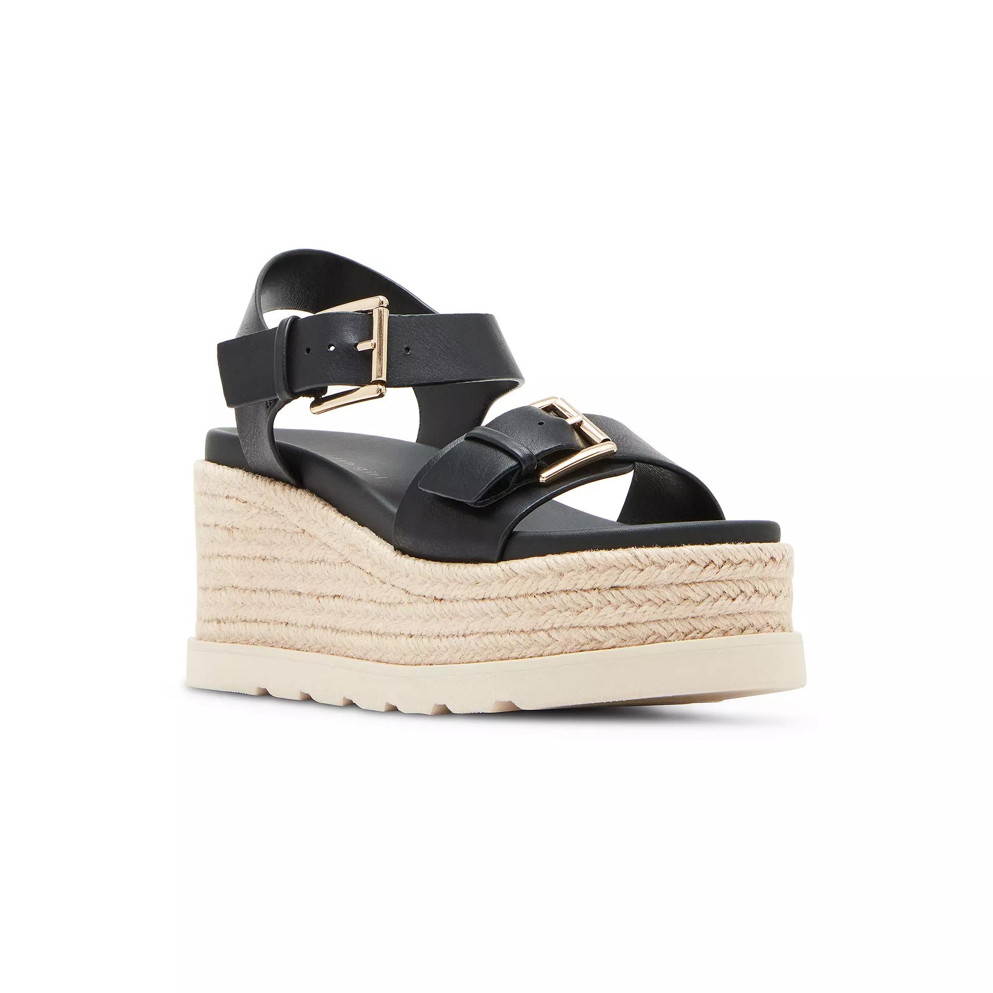 madden girl Radner Women's Wedge Sandals, Size: 9.5, Black Product Image