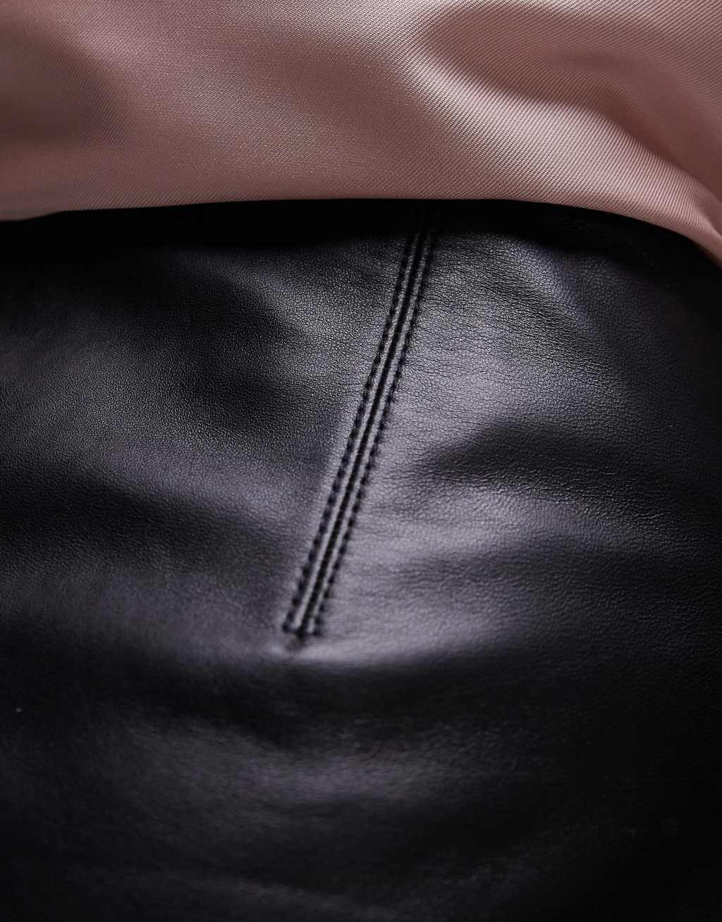 Topshop seamed real leather mini skirt in black Product Image