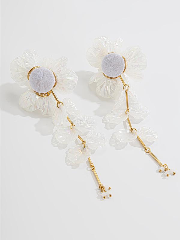 Beaded Flower Shape Earrings Accessories Product Image