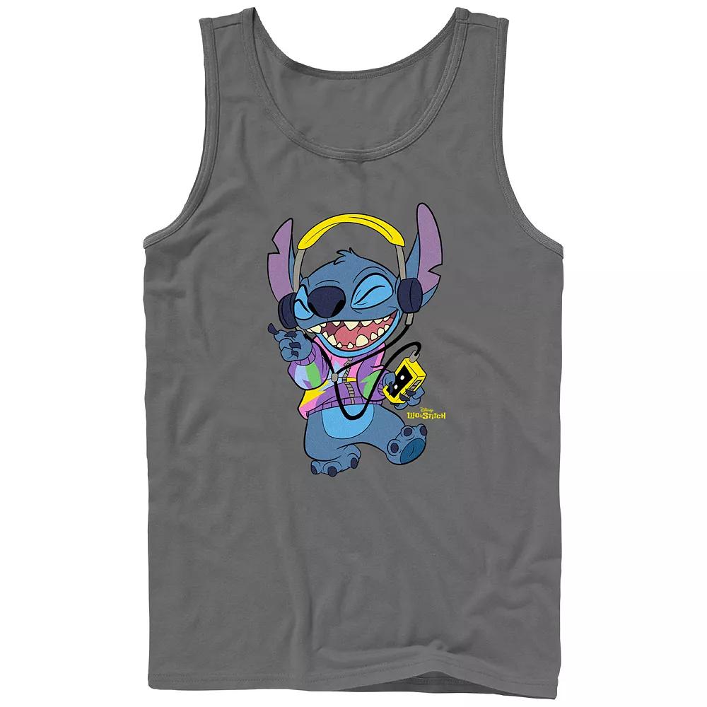 Disney's Lilo & Stitch Men's Cool Rockin Stitch Graphic Tank Top, Size: XL, Grey Product Image