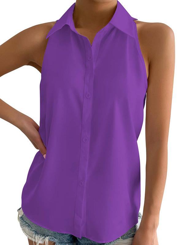 Loose Plus Size Solid Color Split-Joint Lapel Blouses Product Image