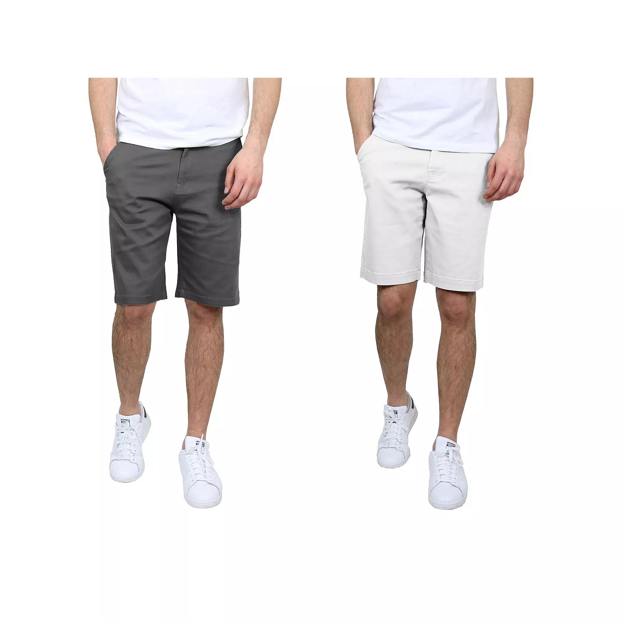 Men's Galaxy 10.5" 5-Pocket Flat-Front Slim-Fit Stretch Chino Shorts 2-Pack, Size: 42, Gray White Product Image