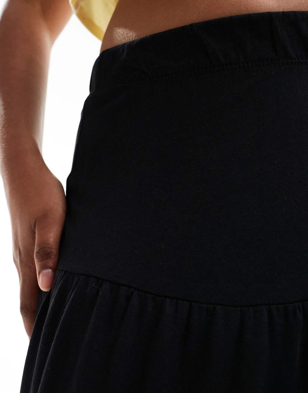 ONLY tiered maxi skirt in black  Product Image