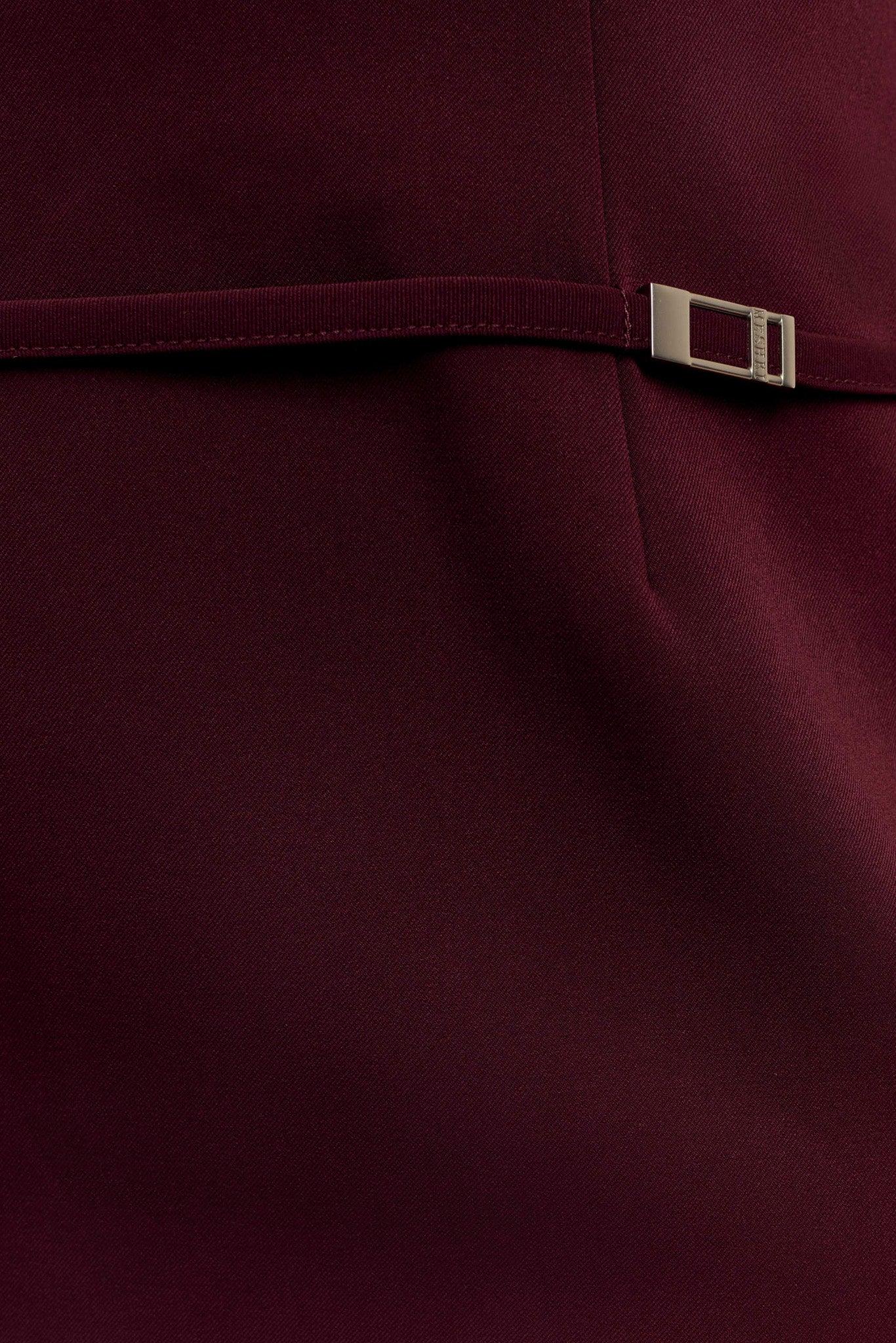 Posie Suiting Belted Mini Dress - Mahogany Product Image