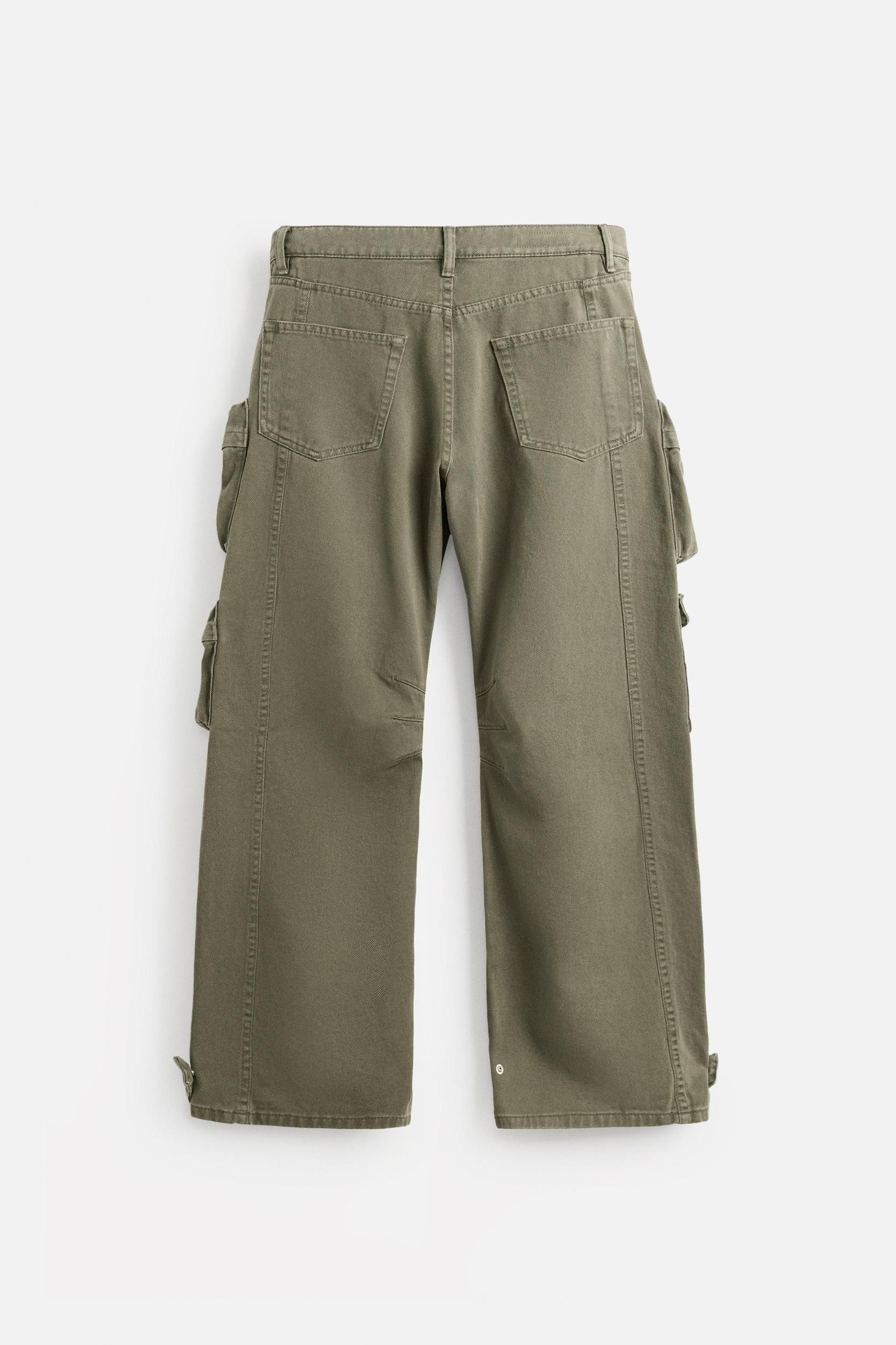 DENIM CARGO PANTS WITH POCKETS Product Image