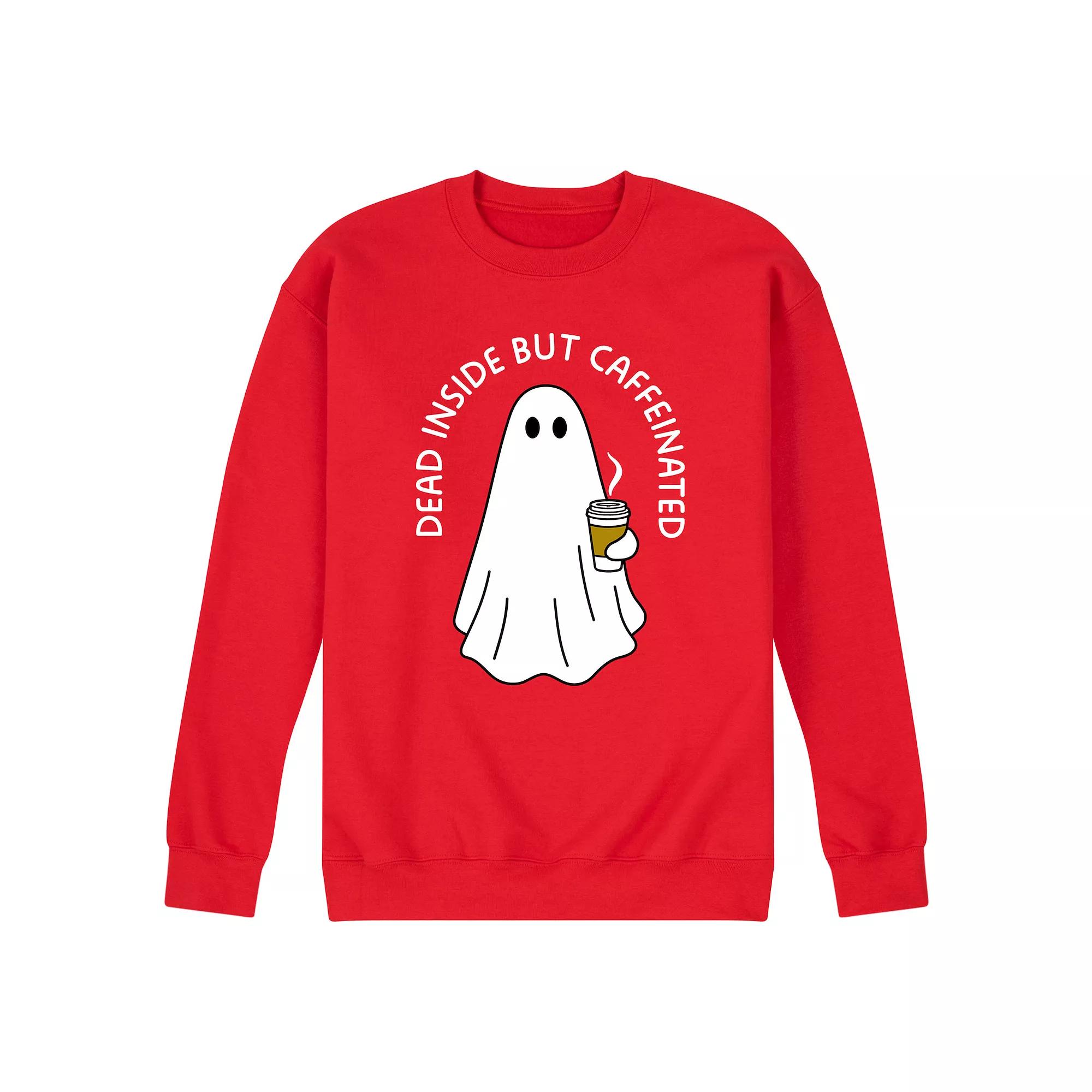 Men's Dead Inside Caffeinated Ghost Fleece Sweatshirt,  Product Image