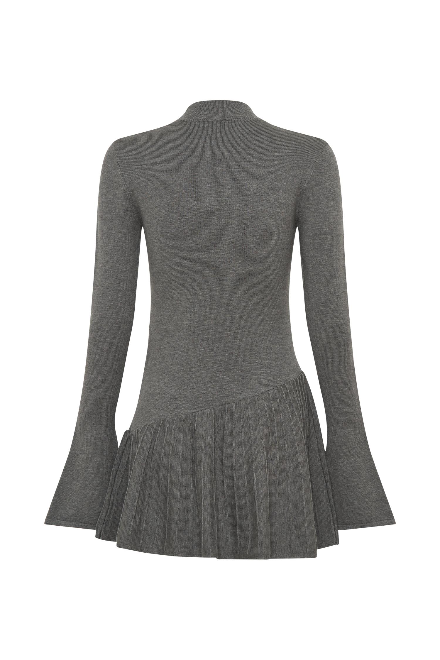 Blair Knit Mini Dress With Pleats - Charcoal Product Image