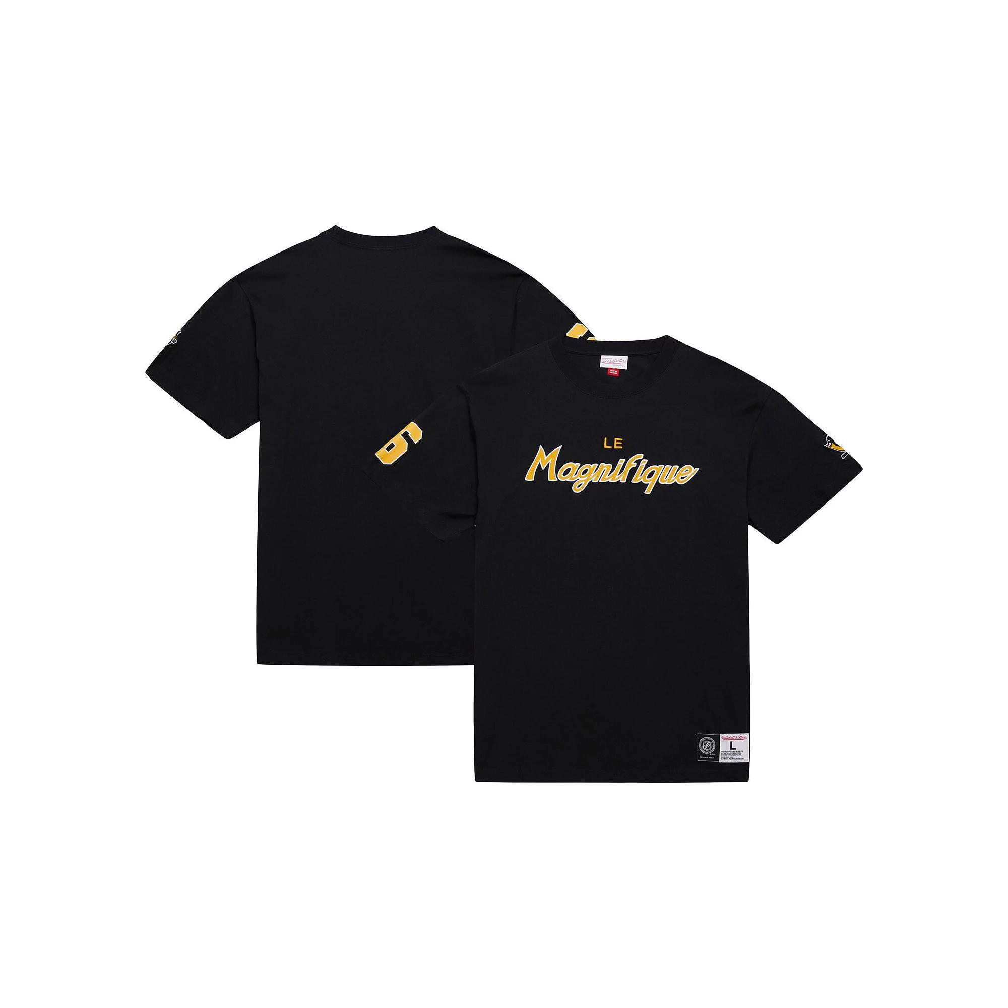 Men's Mitchell & Ness Mario Lemieux Black Pittsburgh Penguins Premium Nickname Vintage Logo T-Shirt,  Product Image