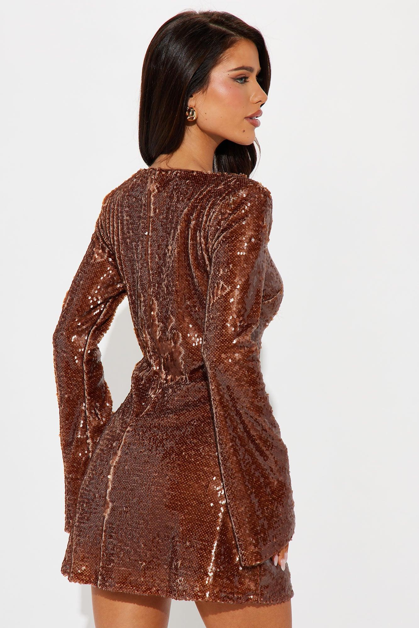 Disco Diva Sequin Mini Dress - Copper Product Image