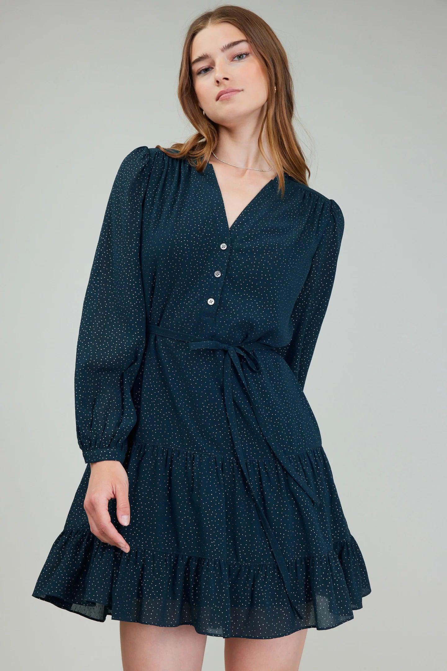 Ruffled Front Tiered Midi Dress Product Image