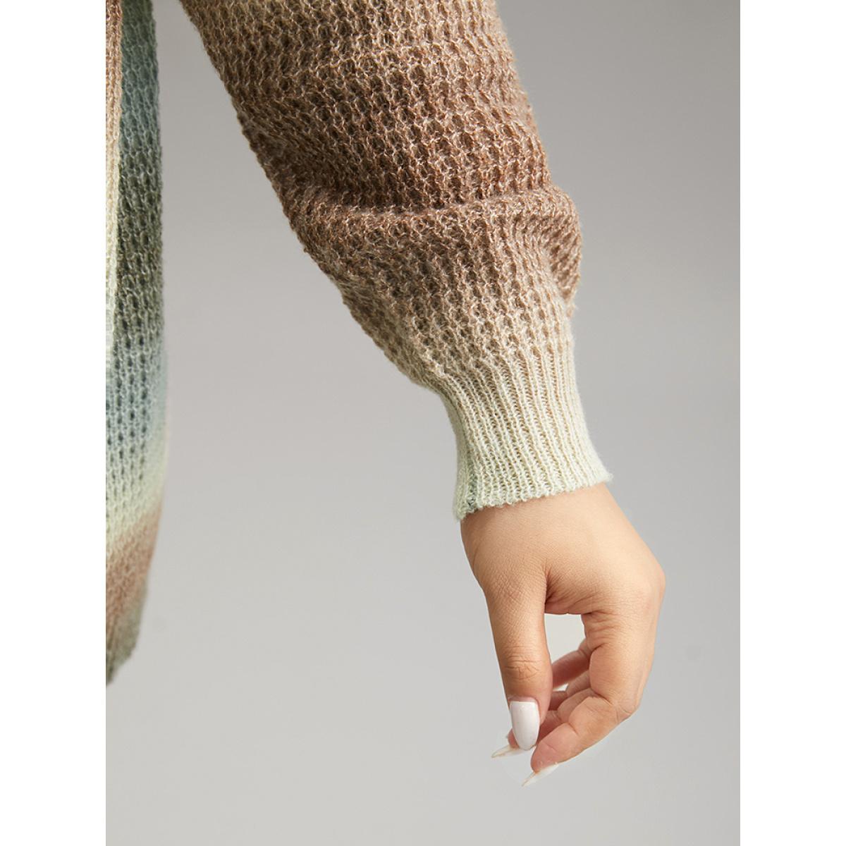 Plus Size Ombre Heather Button Fly Cardigan Multicolor Women Casual Loose Long Sleeve Dailywear Cardigans BloomChic 18-20/2X Product Image