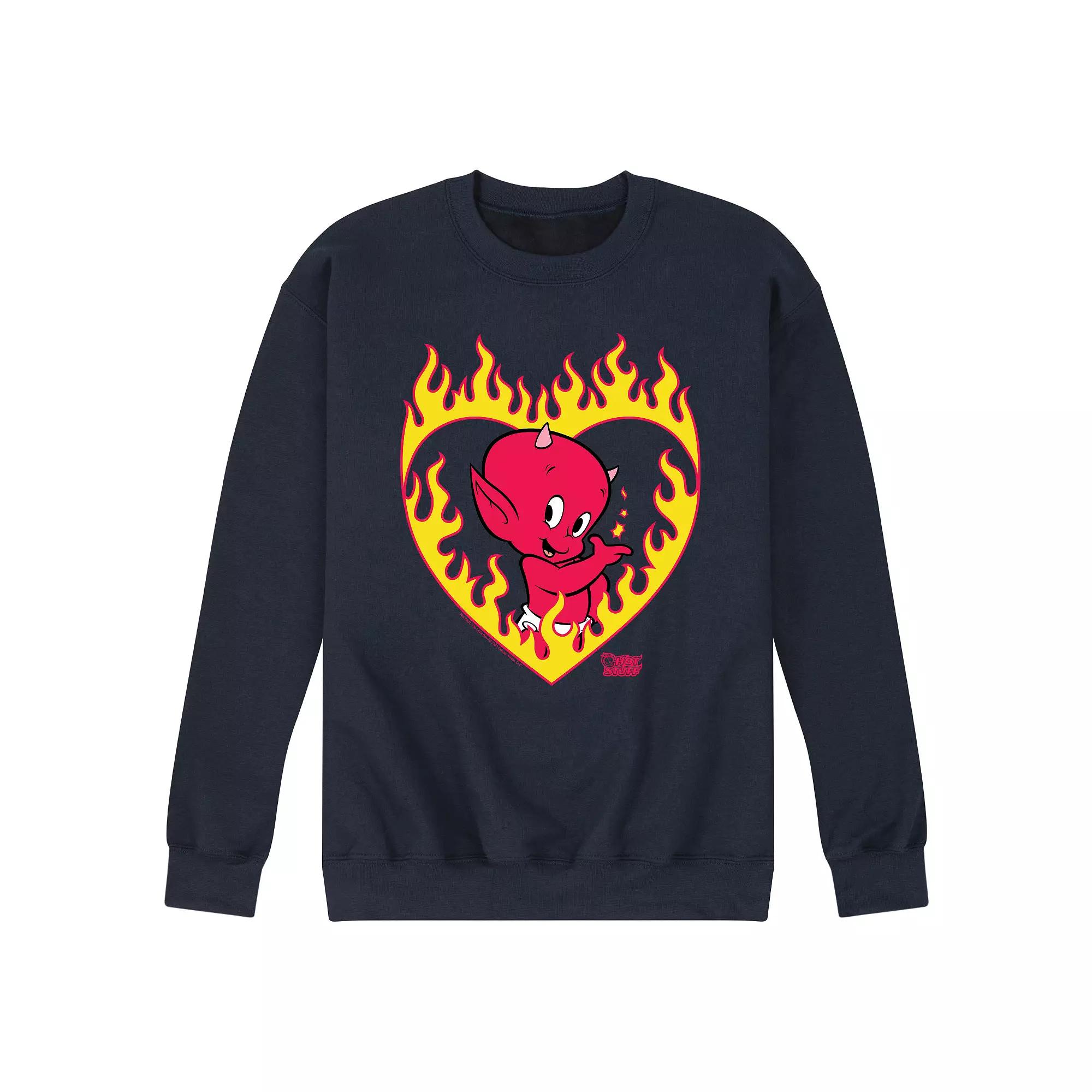 Men's Hot Stuff Little Devil Flame Heart Fleece Sweatshirt,  Product Image