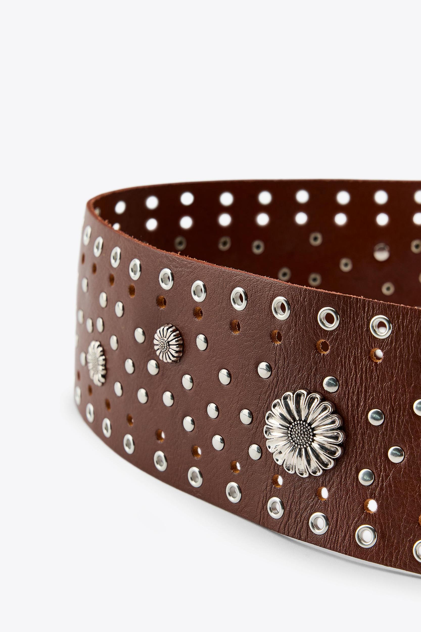 LEATHER BELT WITH FLORAL DETAIL Product Image
