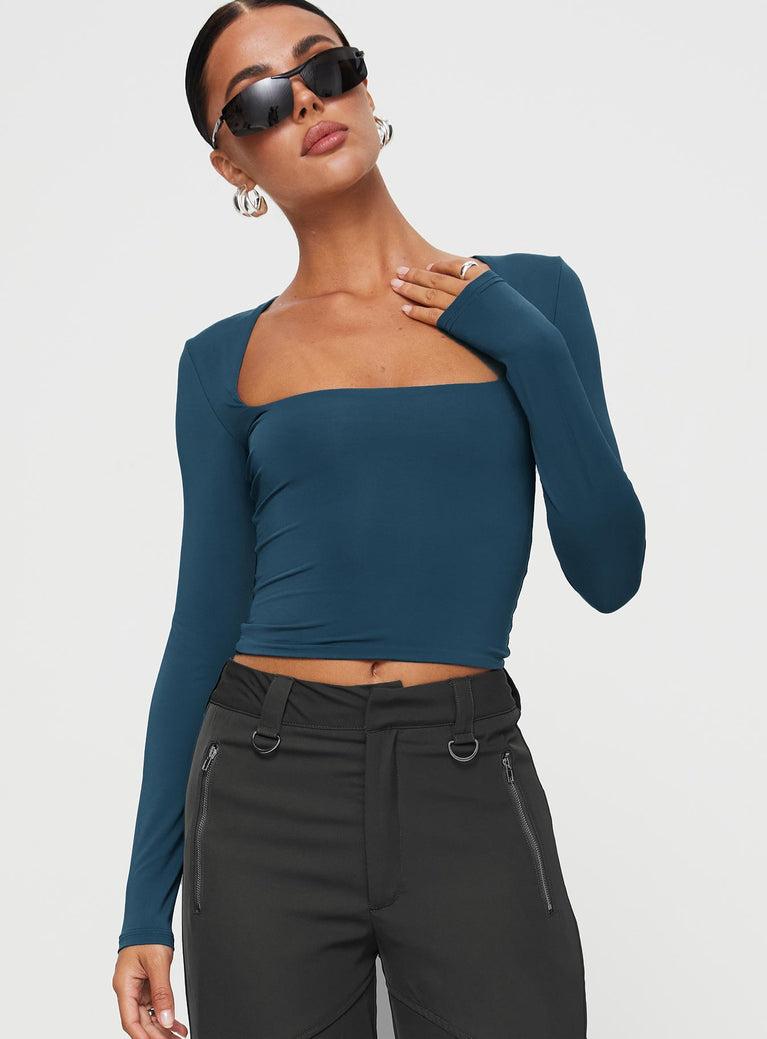 Back In Time Long Sleeve Top Navy Product Image