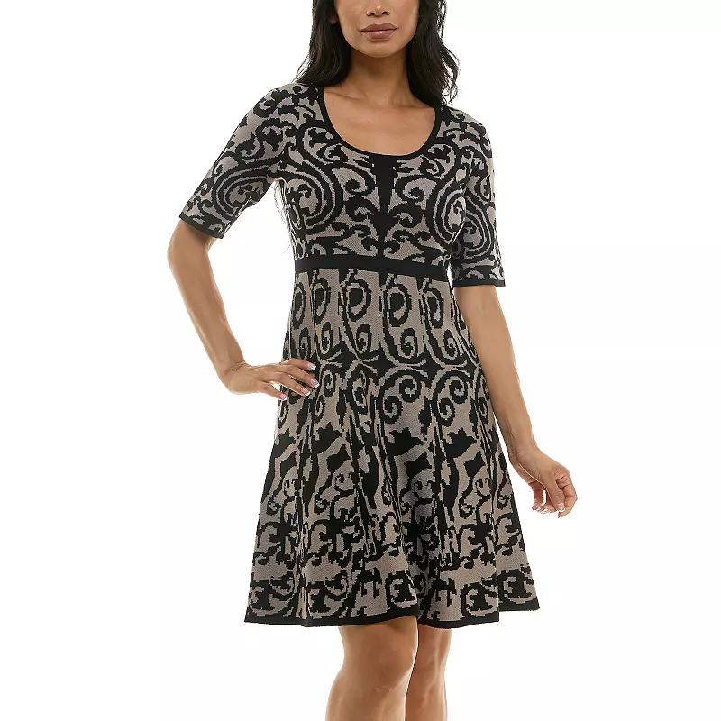 Women's Nina Leonard Scoopneck Fit & Flare Sweater Dress,  Product Image