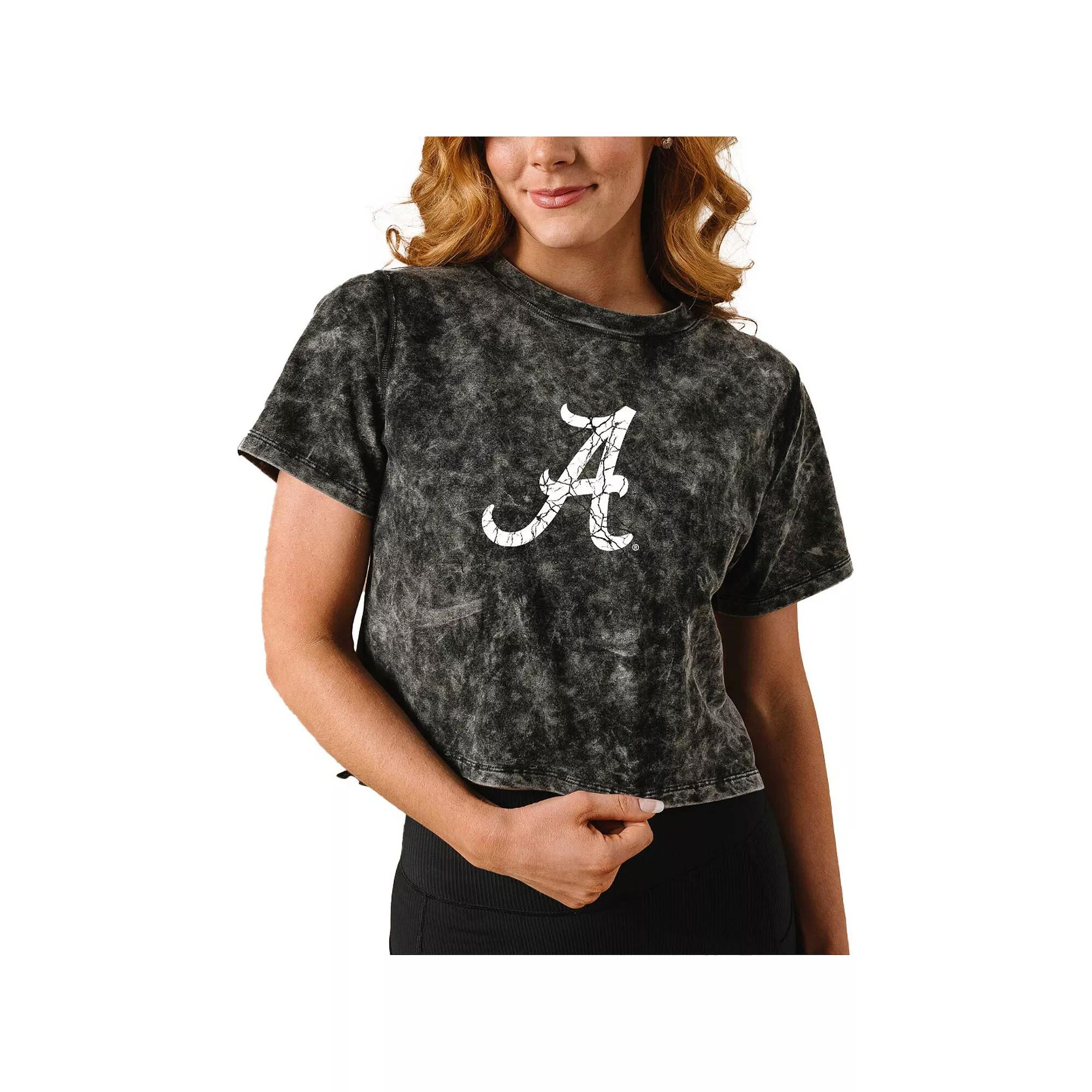 Women's Black Alabama Crimson Tide Vintage Wash Milky Silk Cropped T-Shirt, Size: 2XL Product Image