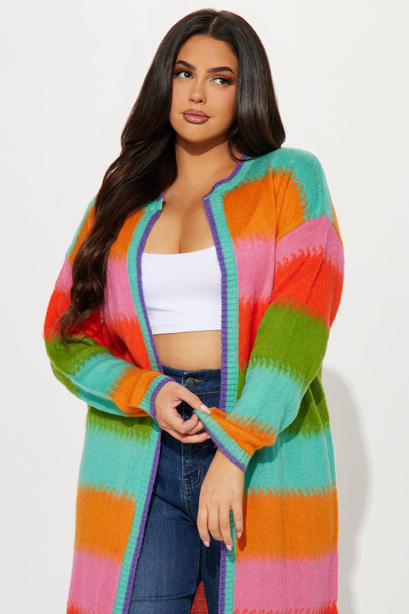 Poppy Striped Long Cardigan - Multi Color Product Image