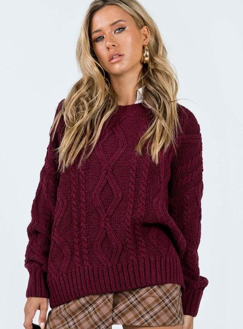 Anaya Oversized Sweater Burgundy Product Image