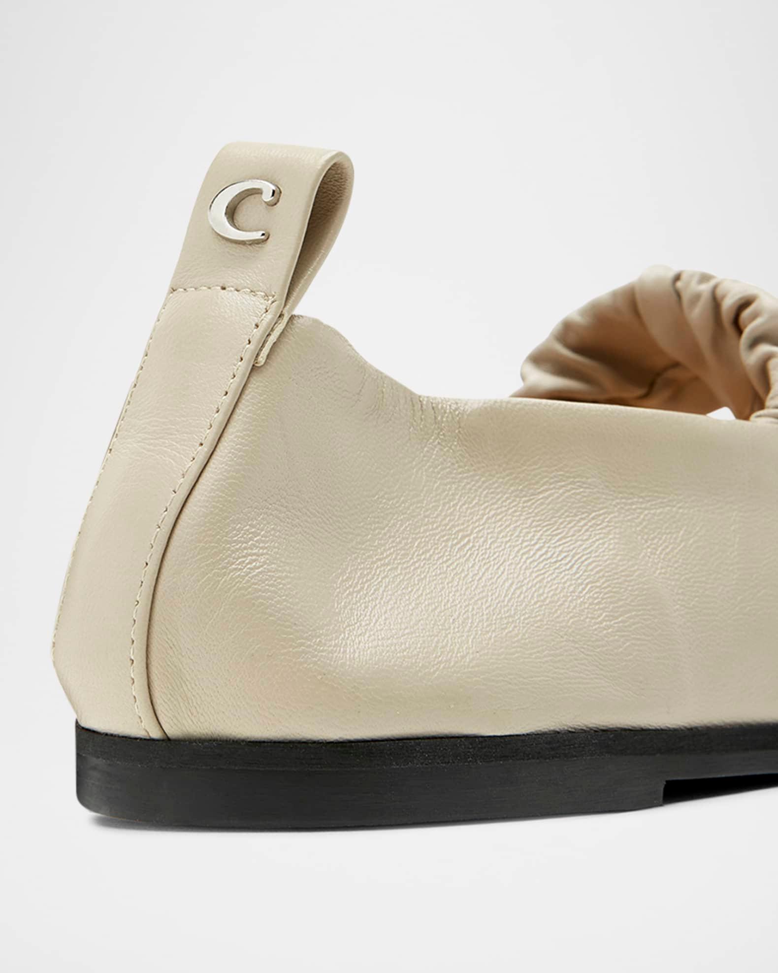 Grey Leather Mary Jane Ballerina Flats Product Image