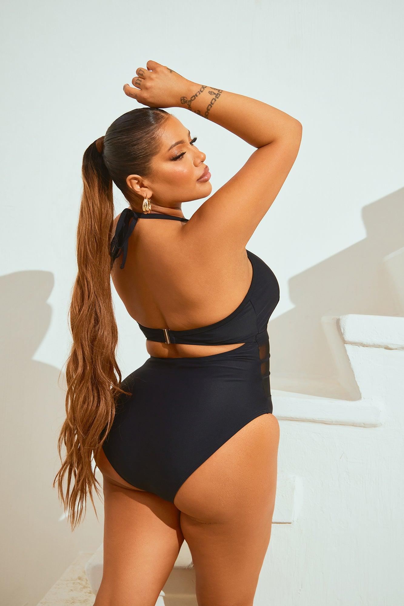 Katelyn Mesh Cutout 1 Piece Swimsuit - Black Product Image