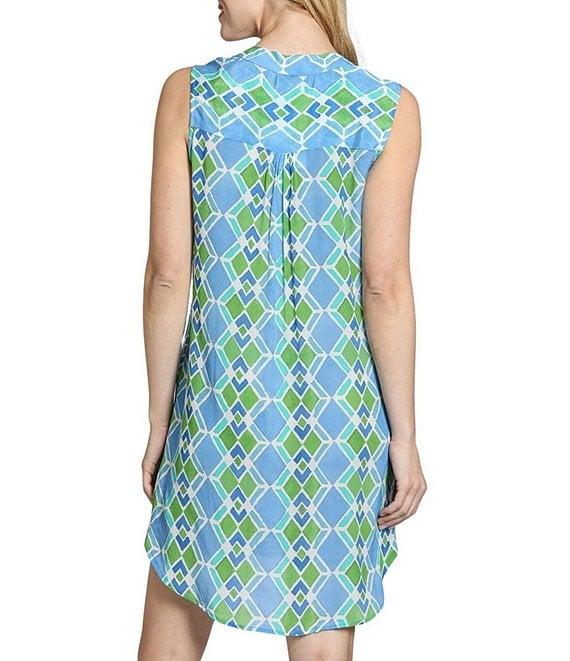 APNY Woven Printed V-Neck Sleeveless Button Front Dress Product Image