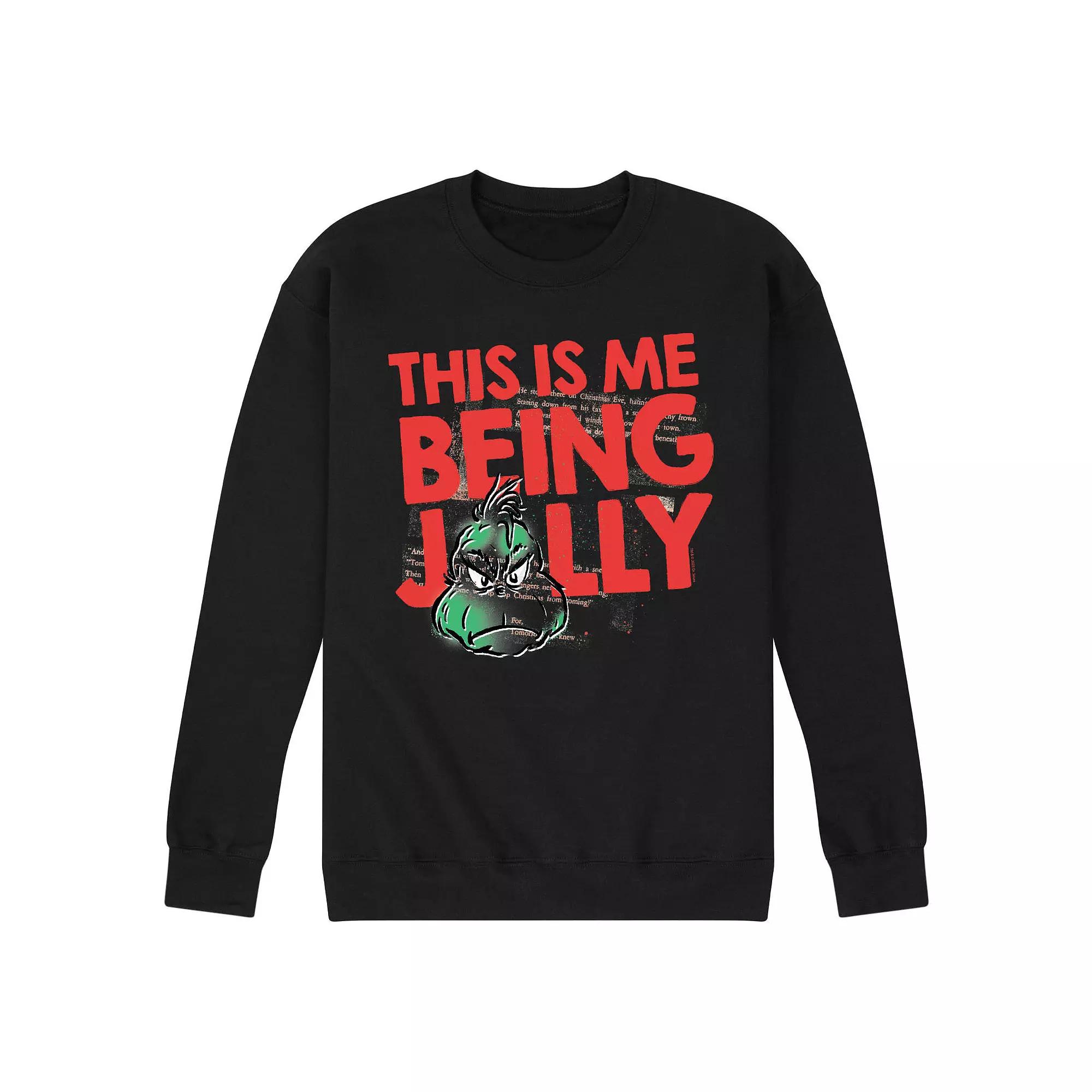Men's Dr. Seuss The Grinch This Is Me Being Jolly Fleece Sweatshirt,  Product Image