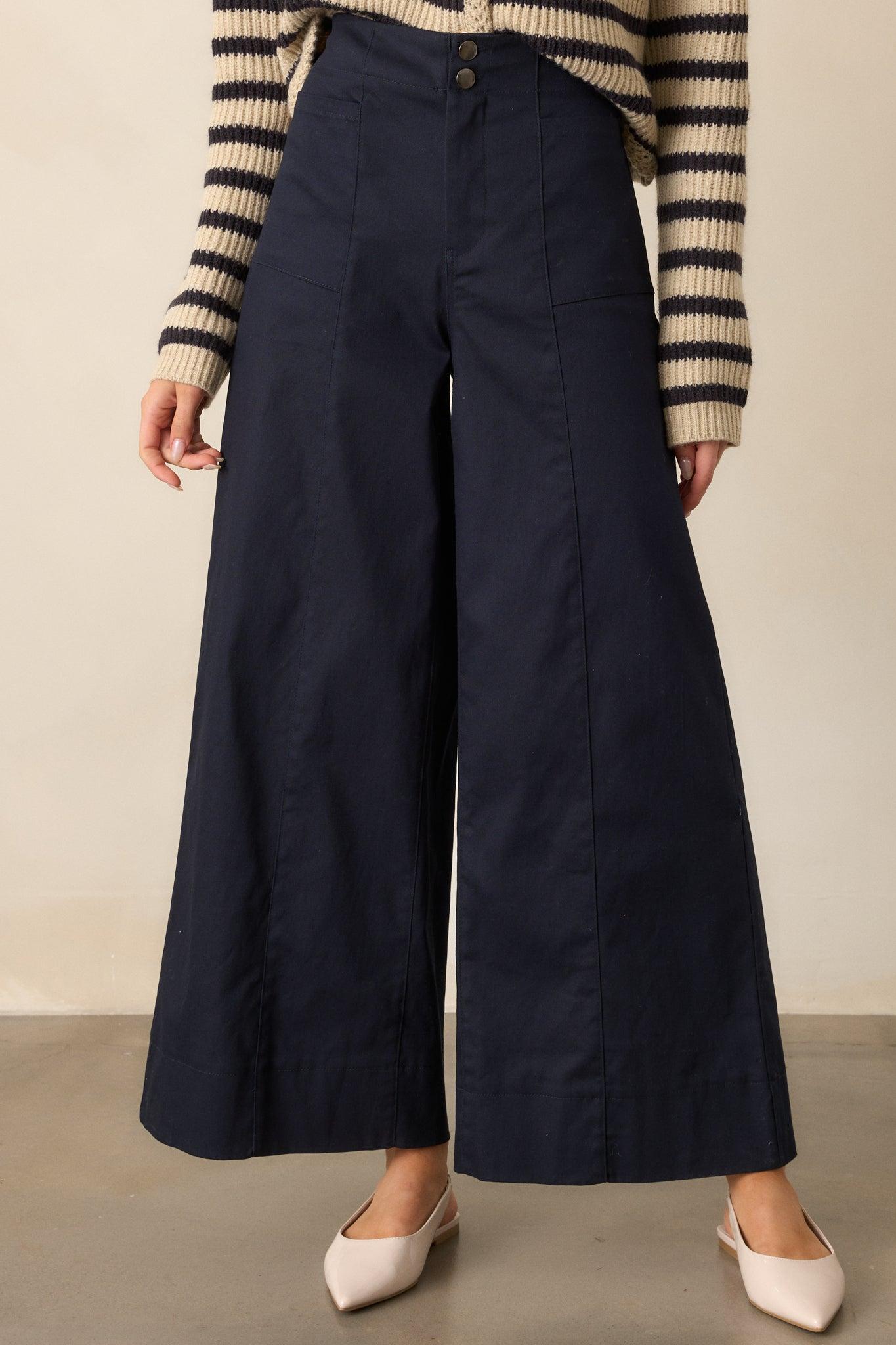 Daylight Glimmer Navy Wide Leg Pants Product Image