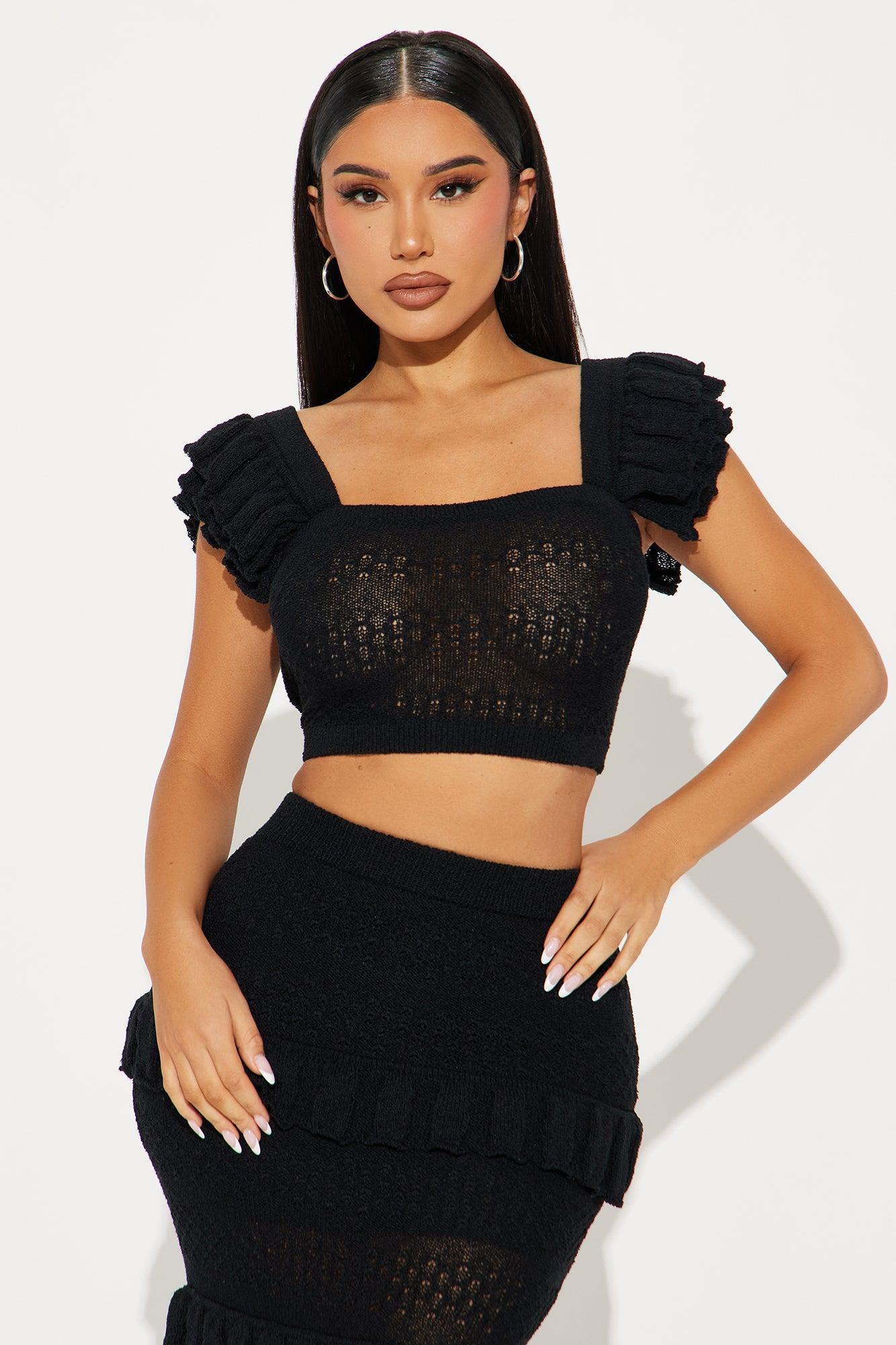 Arabella Ruffle Skirt Set - Black Product Image