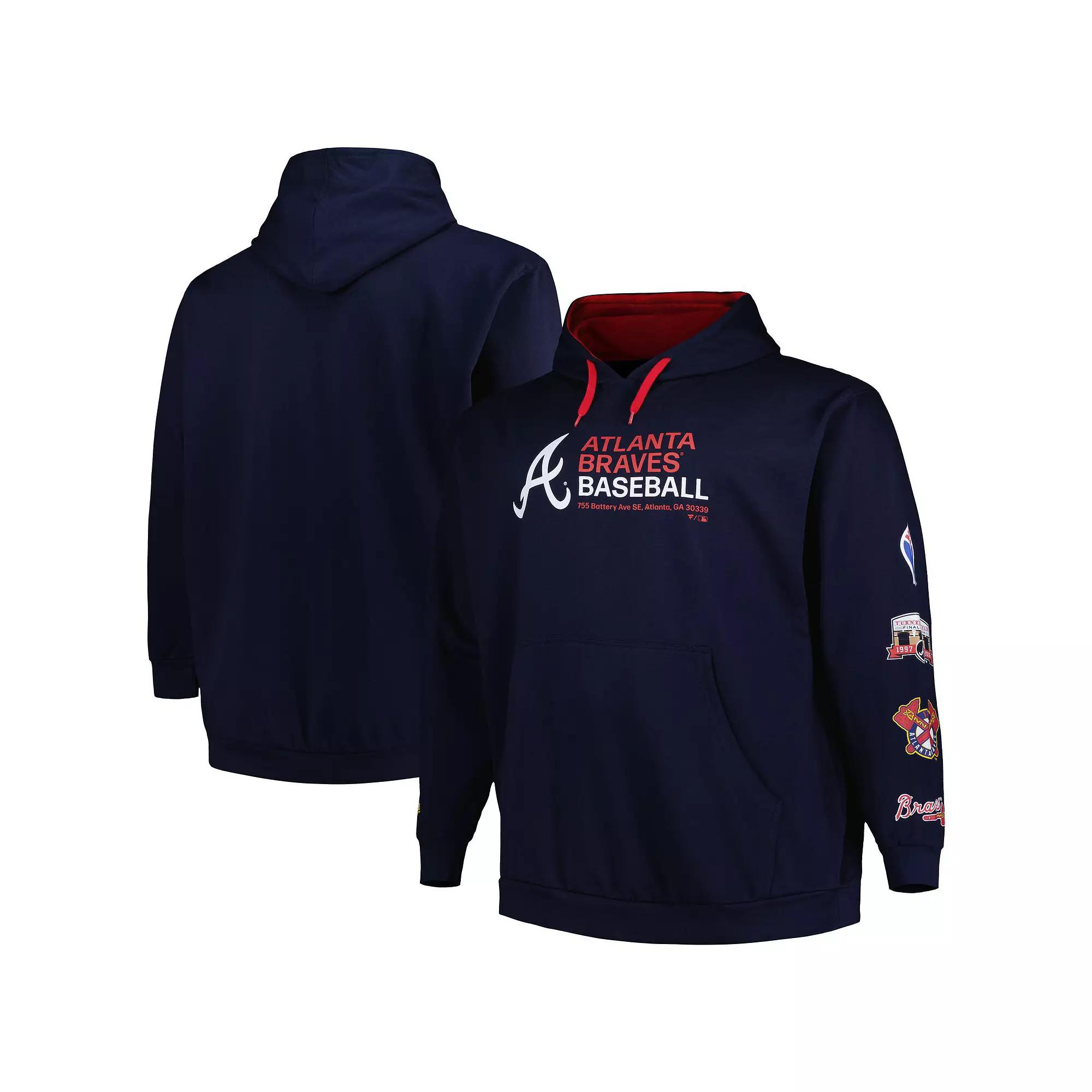 Men's Navy Atlanta Braves Big & Tall Fleece Pullover Hoodie, Size: 2XB, Blue Product Image