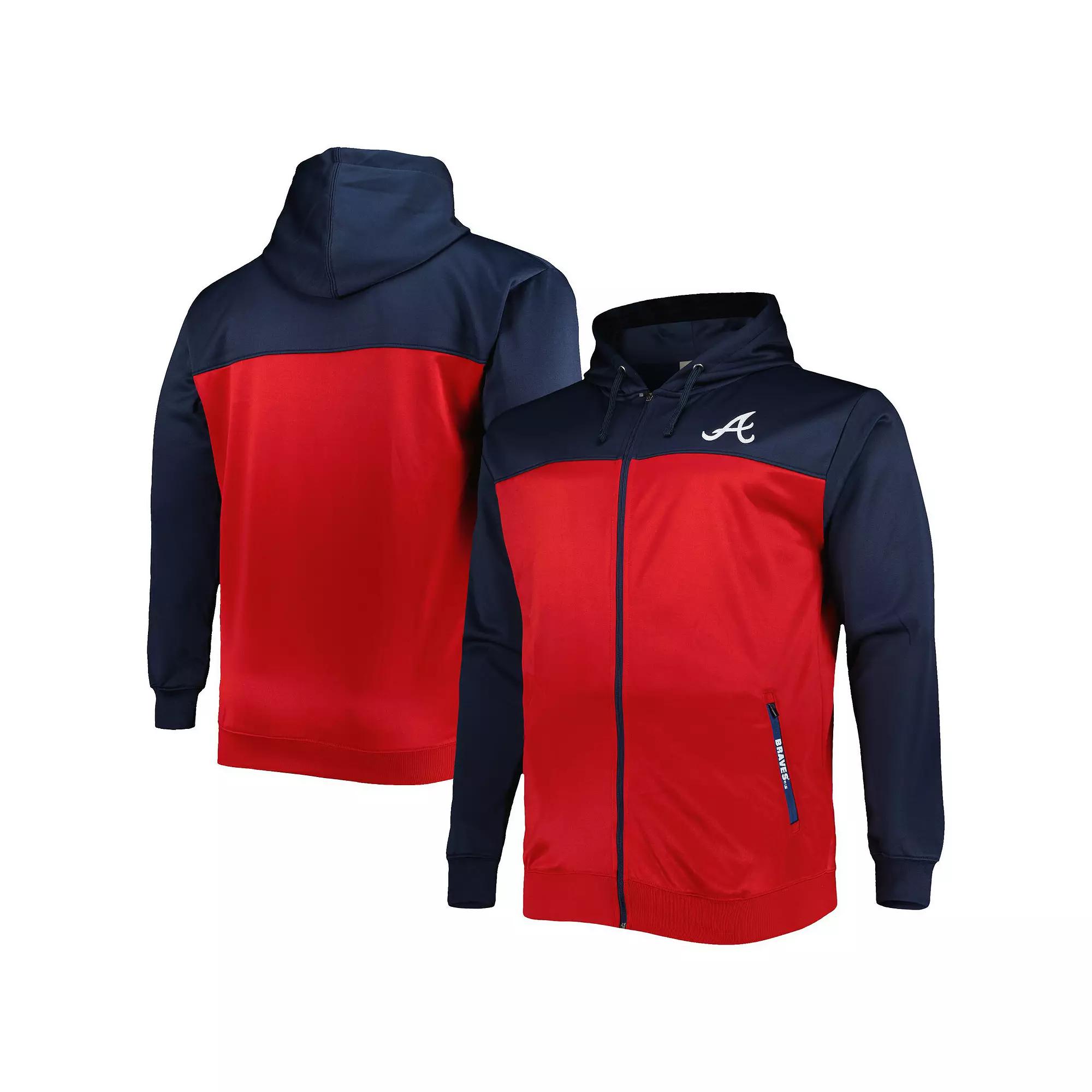 Men's Navy/Red Atlanta Braves Big & Tall Yoke Full-Zip Hoodie, Size: 2XB, Blue Product Image