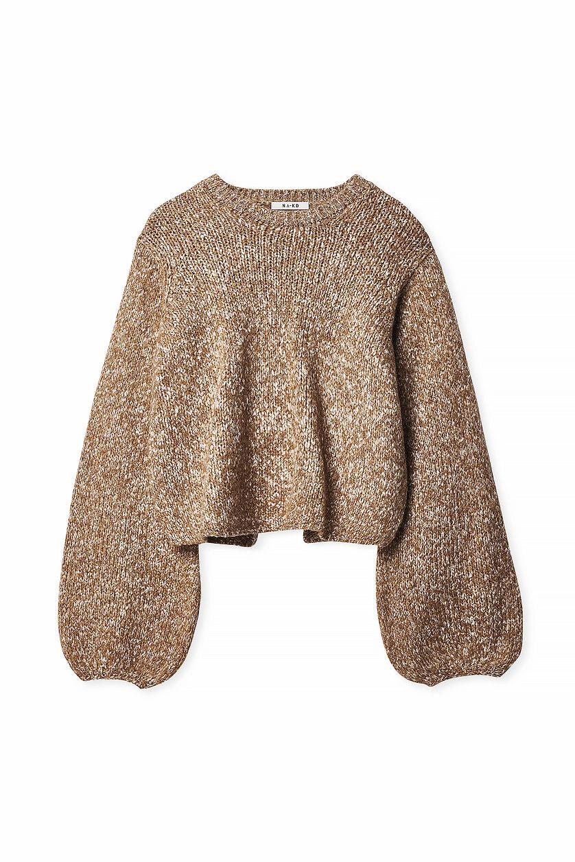 Knitted Open Back Balloon Sleeve Sweater Product Image