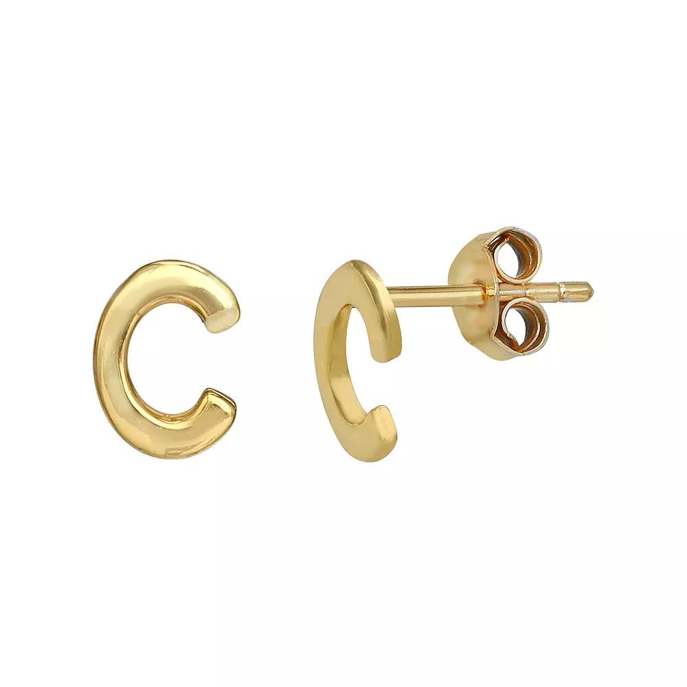 PRIMROSE Sterling Silver Initial Stud Earrings, Women's, Gold Tone C Product Image
