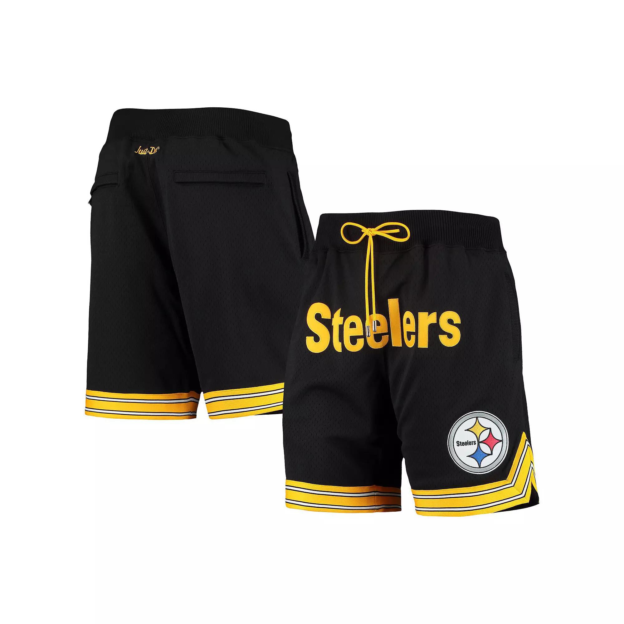 Men's Mitchell & Ness Black Pittsburgh Steelers Just Don Gold Rush Shorts,  Product Image