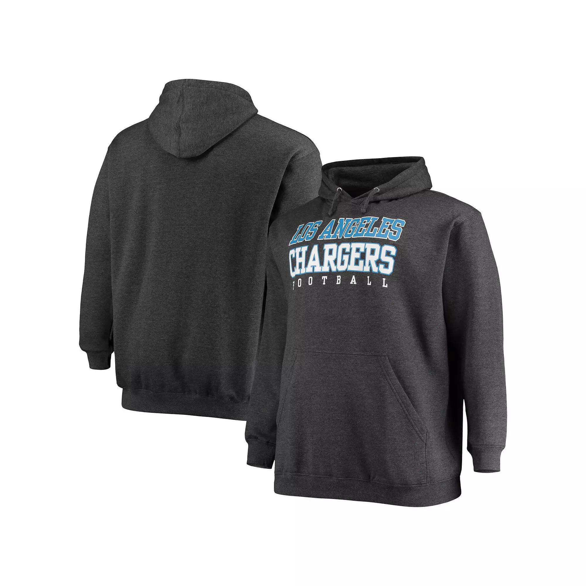 Men's Fanatics Branded Heathered Charcoal Los Angeles Chargers Big & Tall Practice Pullover Hoodie, Size: 3XLT Product Image