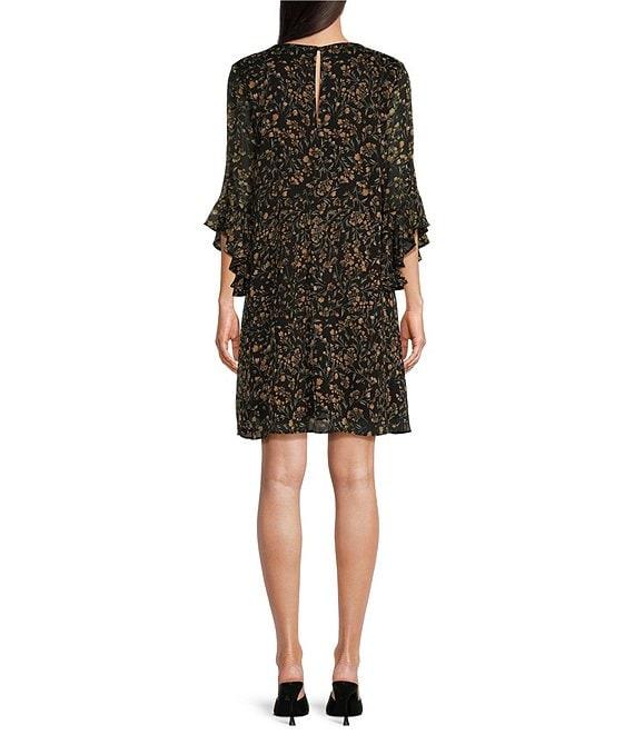 Calvin Klein 3/4 Sleeve V-Neck Floral Dress Product Image