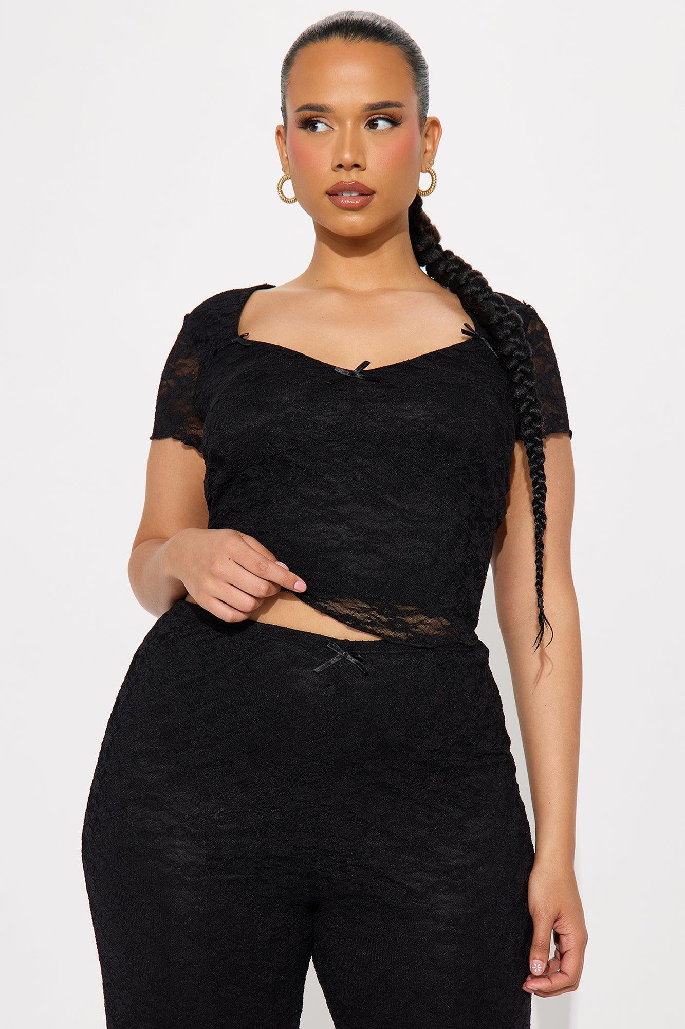 Midnight Princess Lace Pant Set - Black Product Image